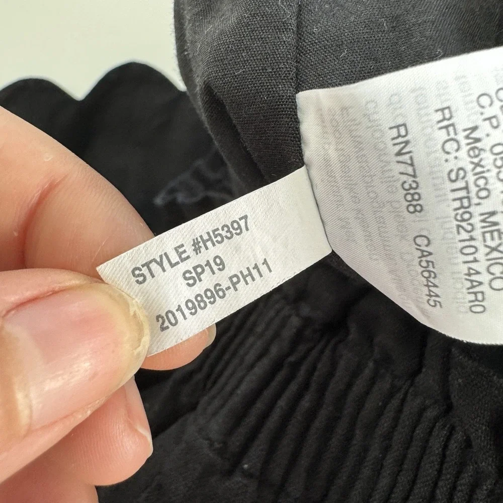 J. Crew Skirt Women 6 Black Scalloped‎ Hem Mini Linen Cotton Pull On H5397